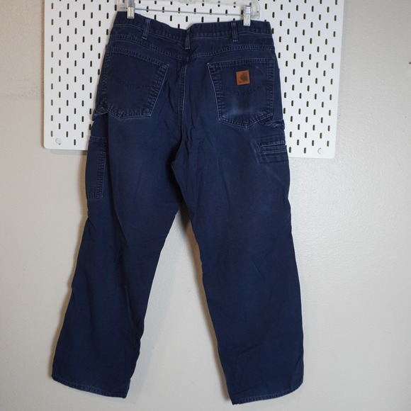 Carhartt Men's Loose Fit Dark Wash Carpenter Jeans 34x30 RN 14806 - Picture 3 of 8